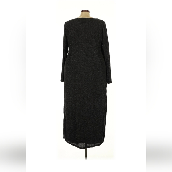 🖤 Eloquii Black Metallic Cutout Midi Dress Size 28 - Picture 4 of 9